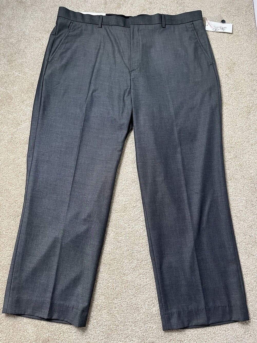 Calvin Klein SIMPLE CARE Regular Fit Dress Pants 40X28-30 Wrinkle Resist Gray
